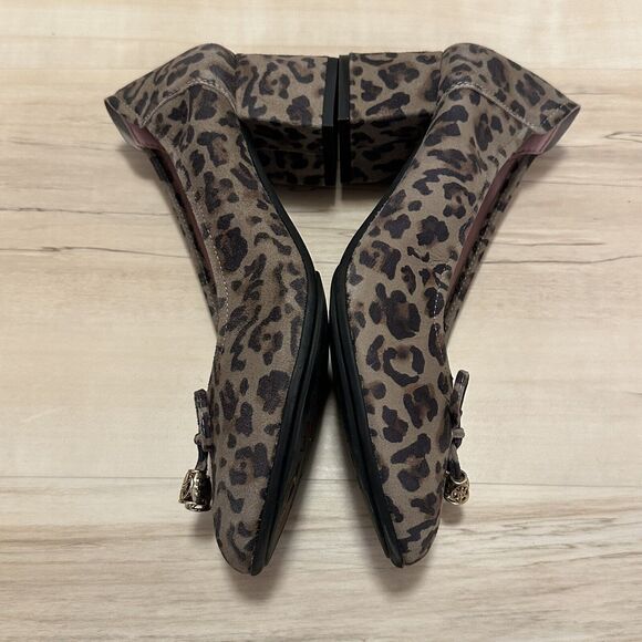 Sabrinas Spain Leather Heels 39 8 Block Hell Metal Tassels Gray Cheetah‎ Print - Picture 5 of 10